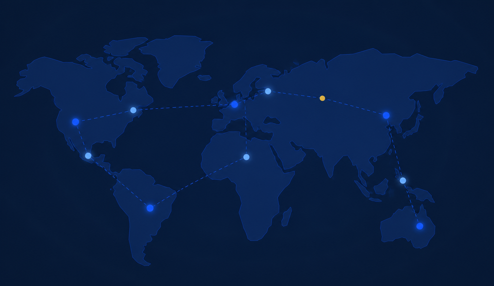Mapa mundial con rutas de cobertura global – Proud Shipping Group